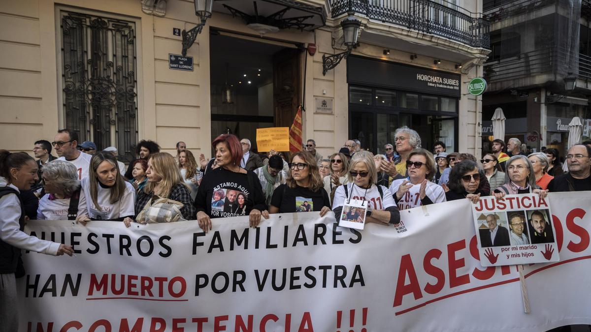 Asociaciones de victimas de la dana ante las Corts durante la comparecencia de Mazón.