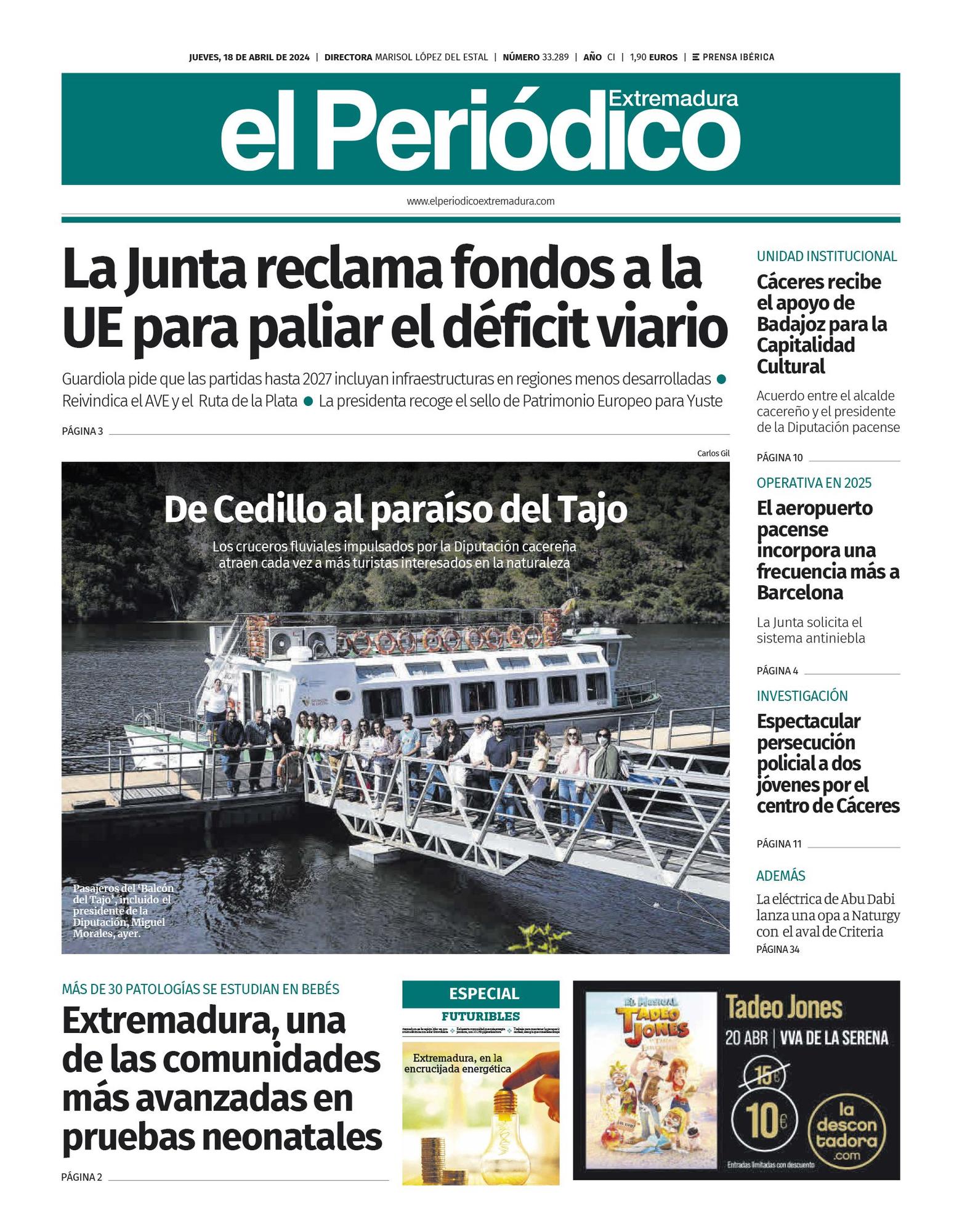 Consulta la portada correspondiente al día 18 de abril de 2024