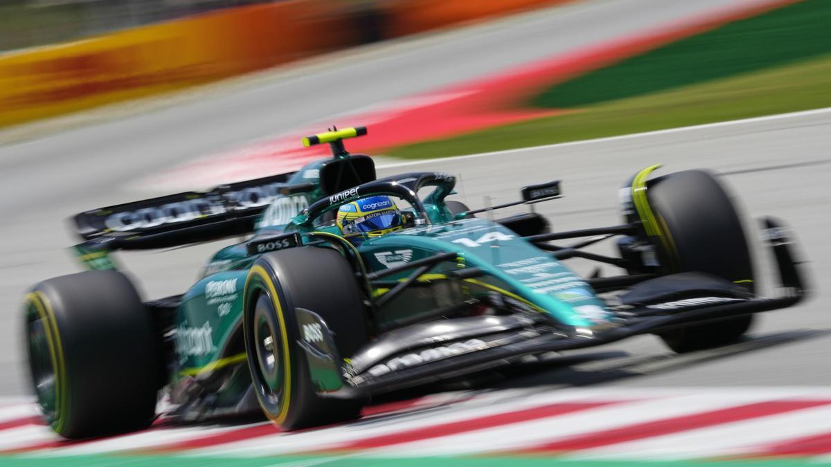 Fernando Alonso en plena acción durante el pasado Gran Premio de España celebrado en el circuit de Barcelona-Catalunya