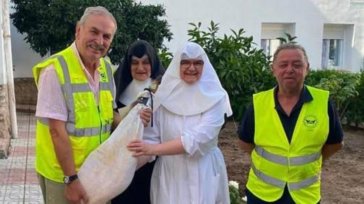 Juan Carlos Fernández regresa el jamón a la Residencia de Ancianos Desamparados Santa Isabel de Trujillo.