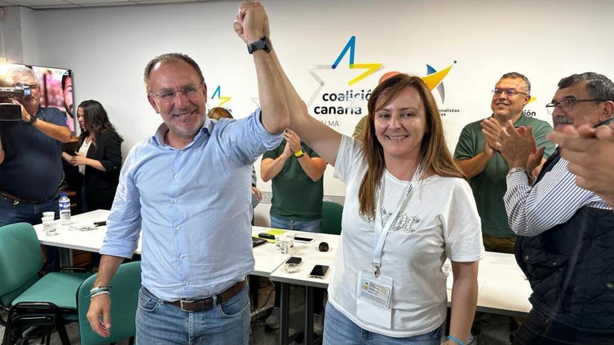 Sergio Rodríguez y Nieves Lady Barreto celebran la victoria.