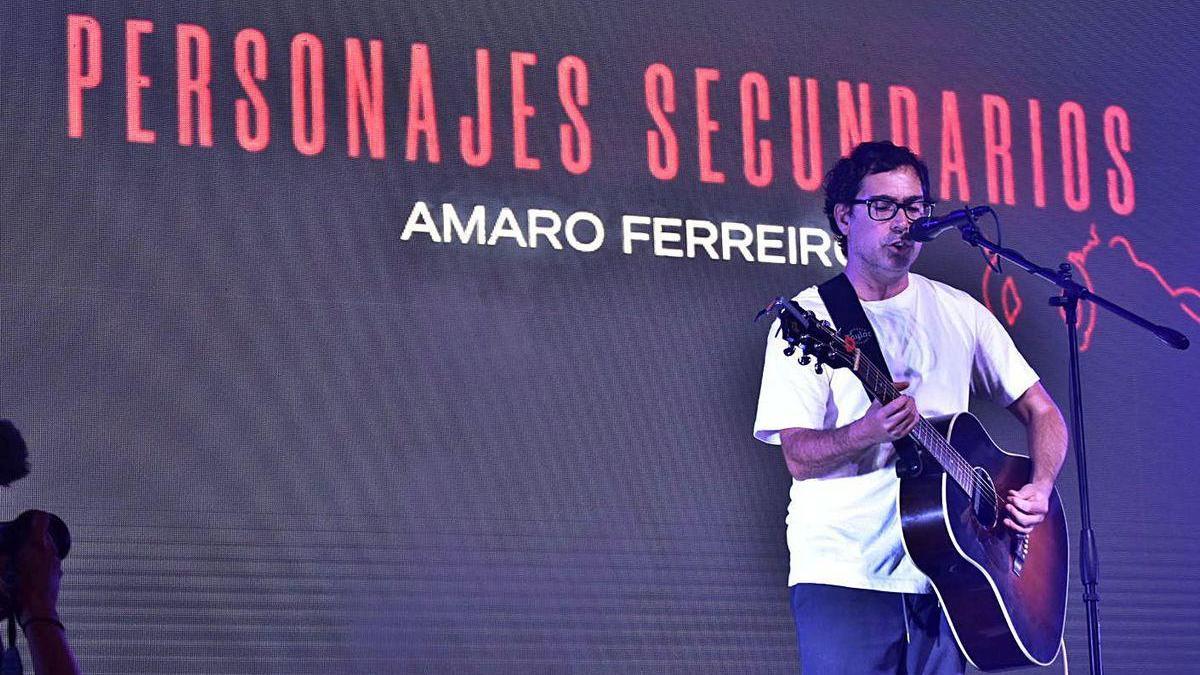 El músico nacido en Nigrán Amaro Ferreiro, anoche en Cans.