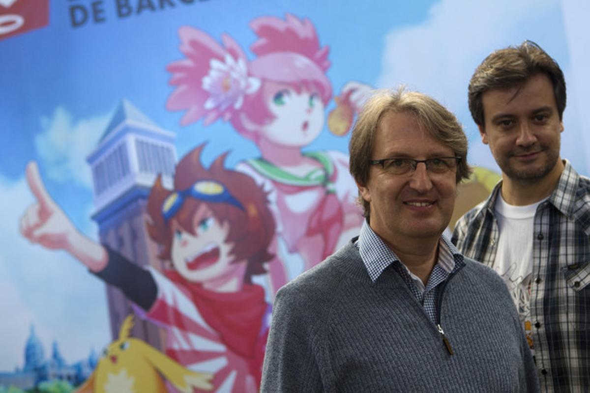 Joan Sanz (esquerra) i Marc Zanni, veus de Vegeta i Son Goku a ’Bola de Drac Z’.