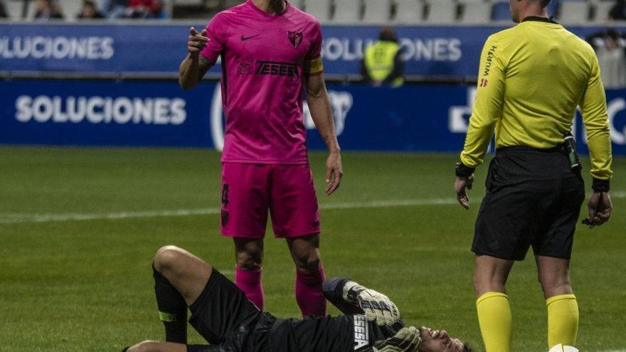 Luis Hernández durante el choque ante el Real Oviedo