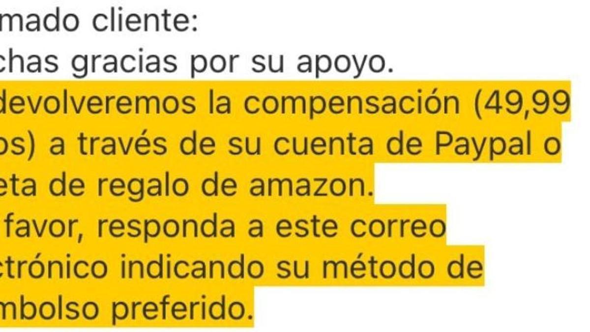 El mail da a elegir recibir el dinero por Paypal o por cheque de Amazon .