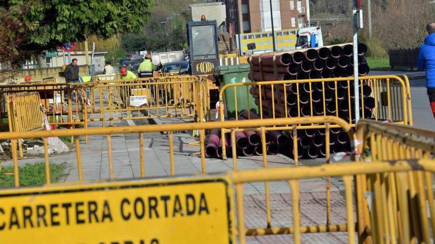 Las obras que se están ejecutando en el centro de la Pola a cargo de Viesgo.