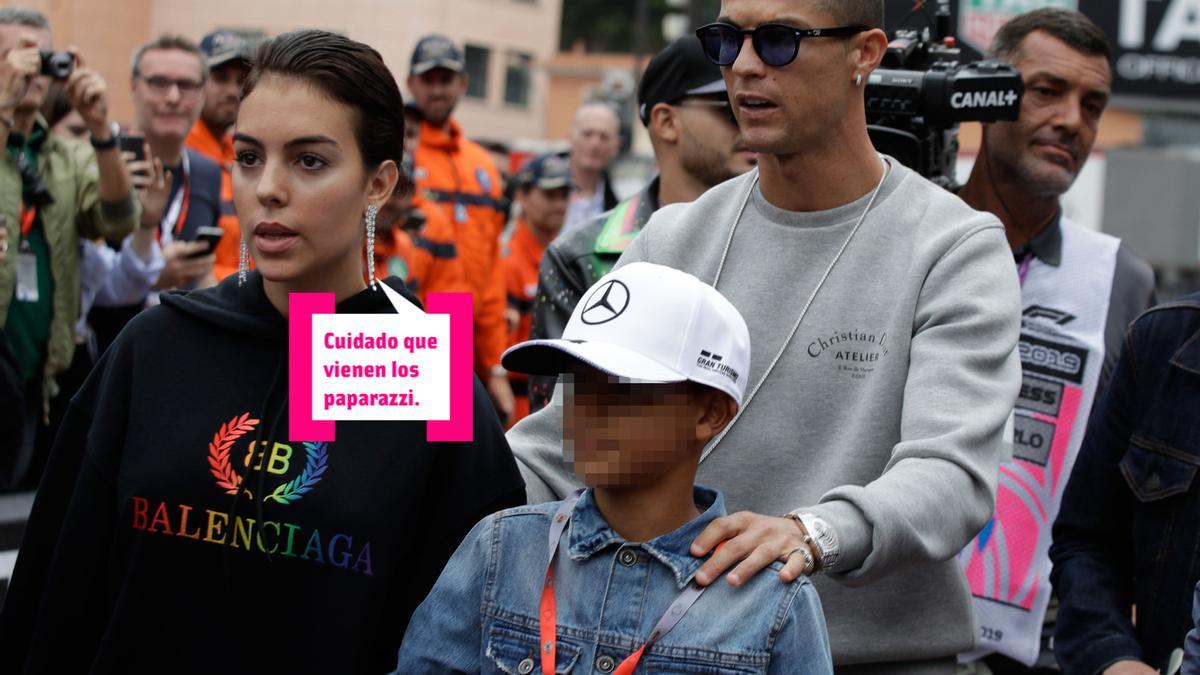 Georgina Rodríguez, Cristiano Ronaldo y Cristiano Jr. en Mónaco.
