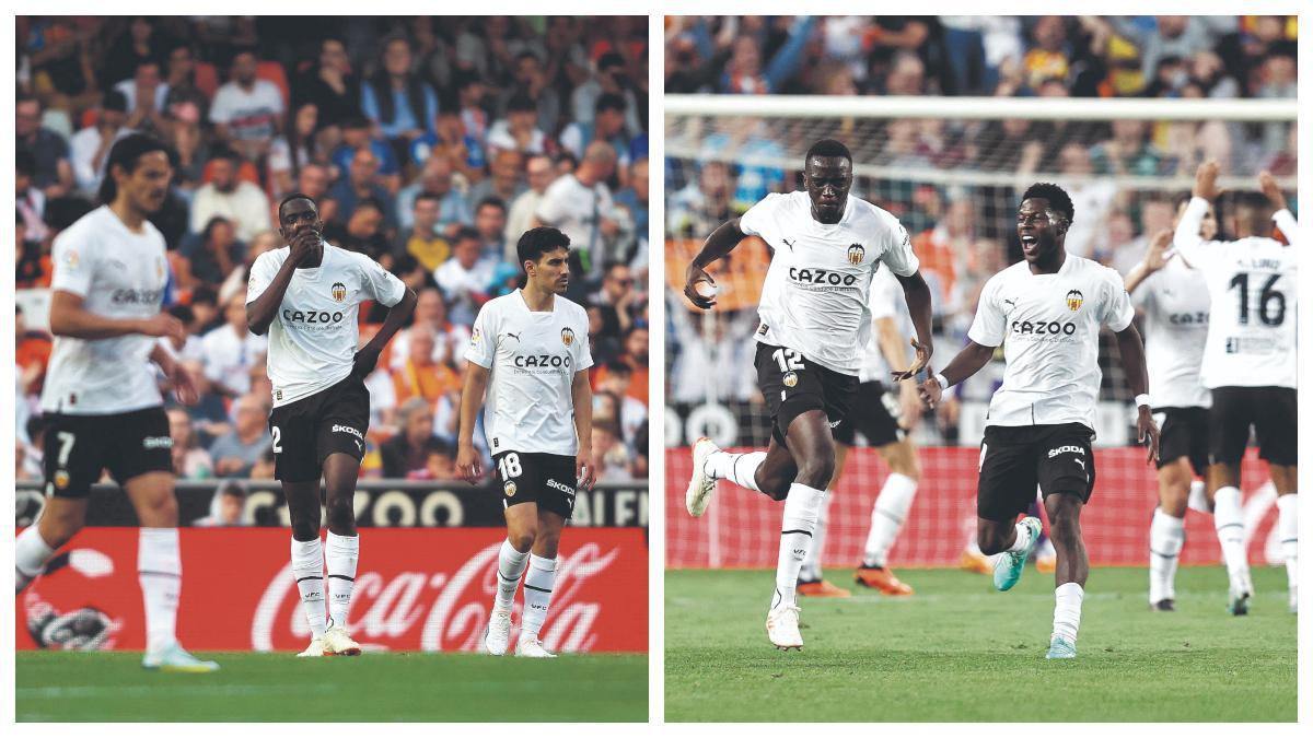 El antes y después de Diakhaby contra el Valladolid