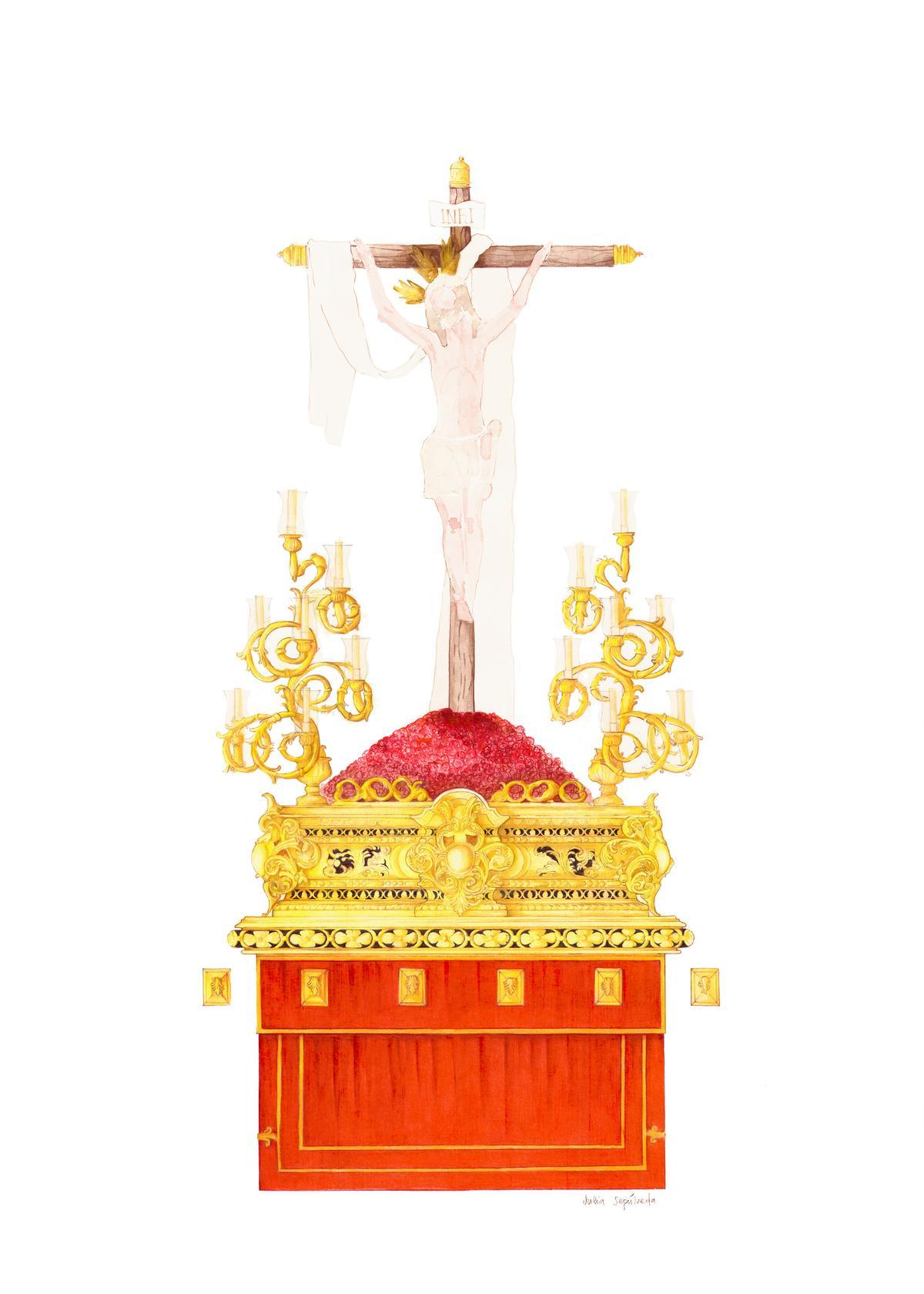 Boceto frontal del nuevo paso para el Santísimo Cristo del Mar