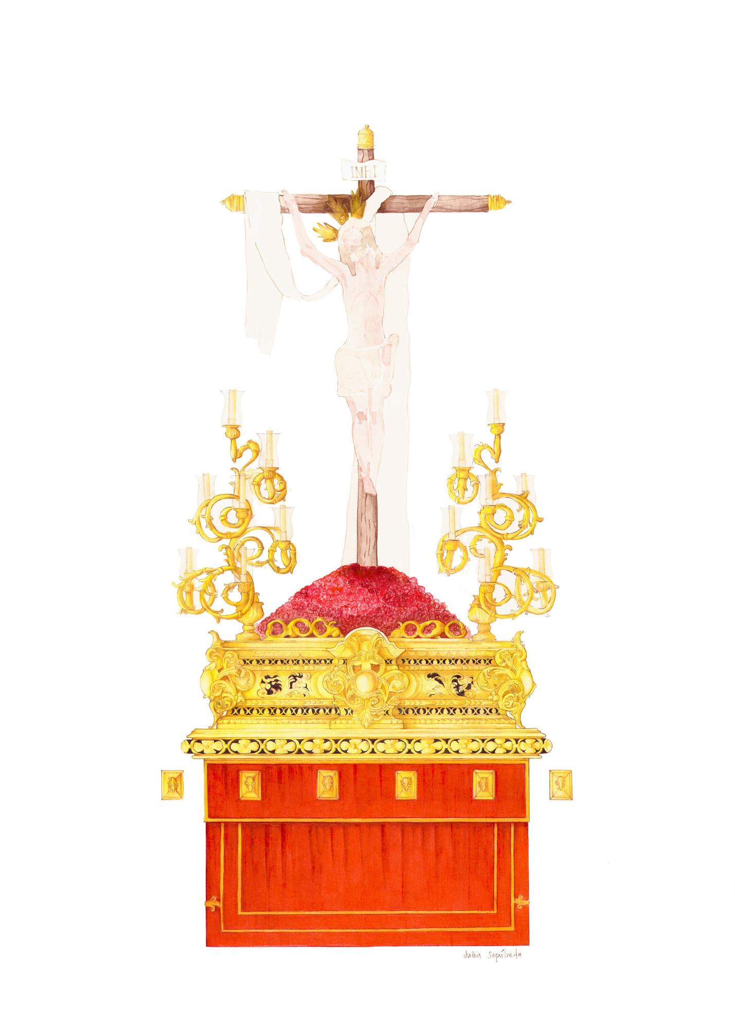 Boceto frontal del nuevo paso para el Santísimo Cristo del Mar