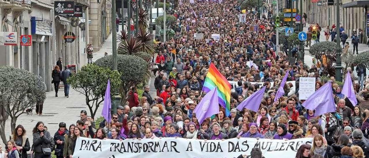 Manifestación feminista el pasado día 4 de marzo, hace un año, en Vigo. // Marta G. Brea