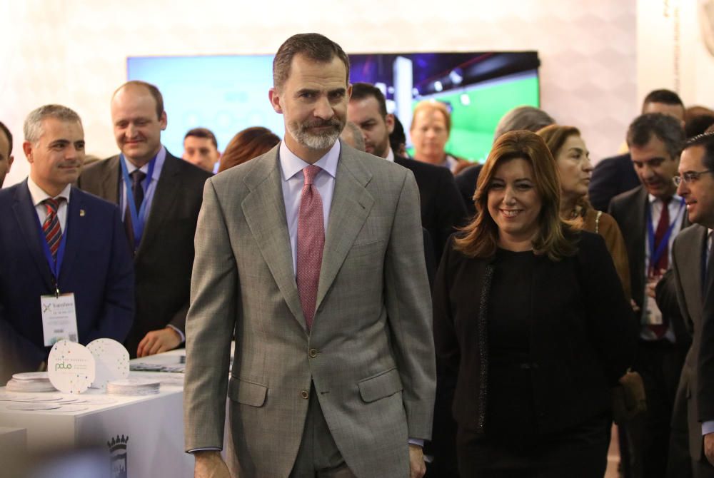 El rey Felipe VI inaugura la sexta edición del Foro Transfiere en el Palacio de Ferias y Congresos de Málaga.