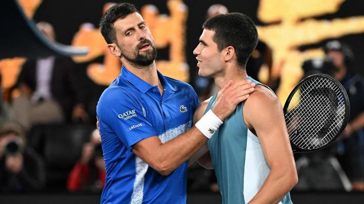 Carlos Alcaraz y Novak Djokovic, en su último partido en el Open de Australia