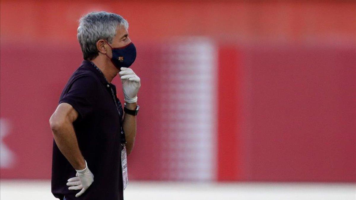 Quique Setién, en el partido en el Visit Mallorca