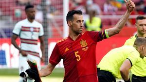 Sergio Busquets antes del partido amistoso que enfrento a la selección de España contra Portugal el pasado 04-06-2021.