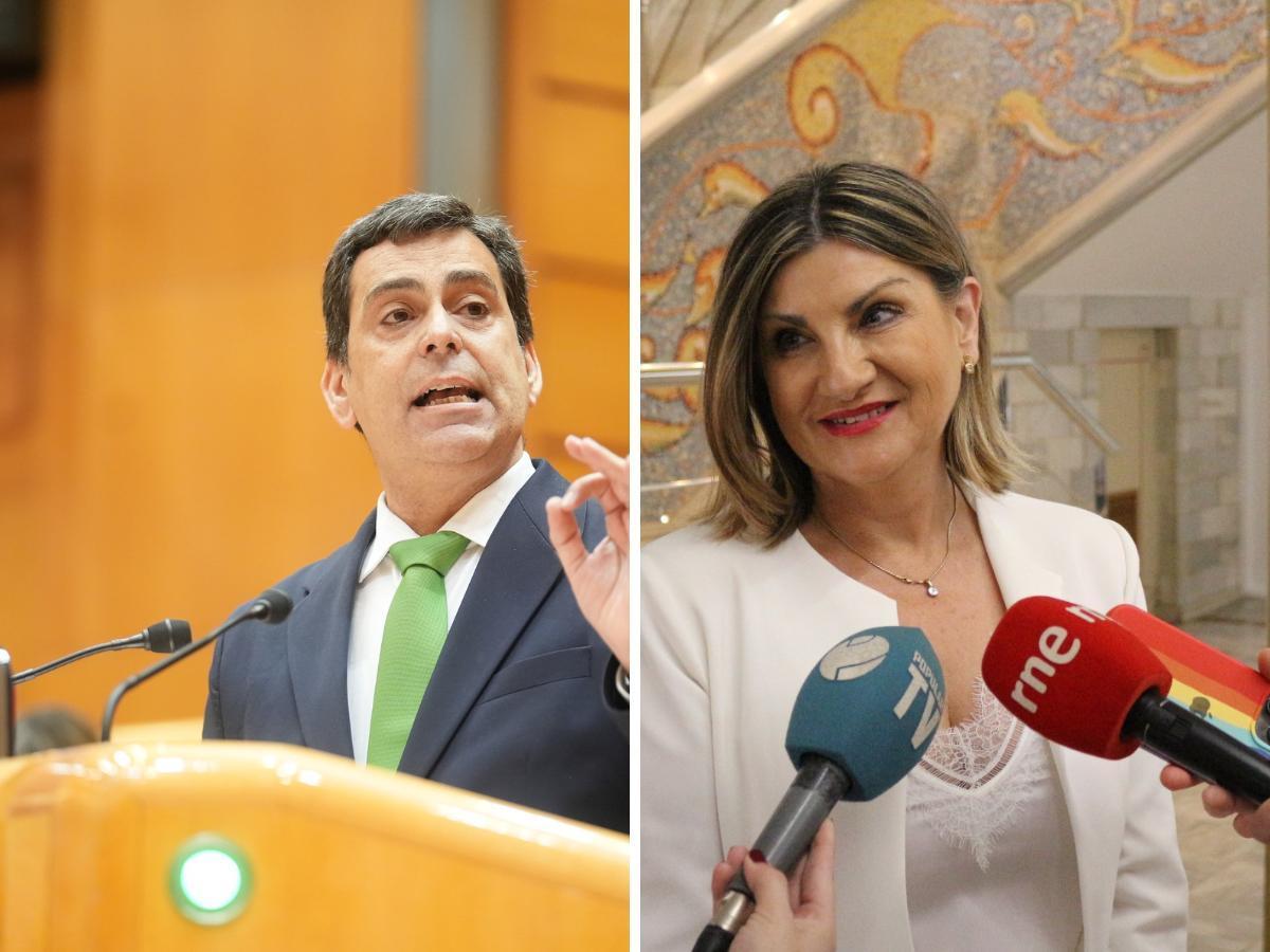 José Ramón Díez de Revenga y Mariló Flores, senadores del PPRM y PSRM respectivamente.