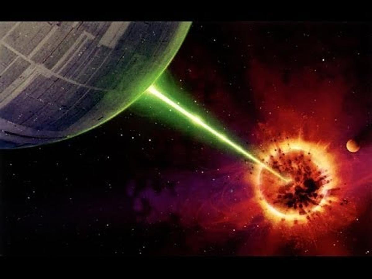 Escena de 'Una nueva esperanza' donde la Estrella de la Muerte destruye el plantea Alderaan.
