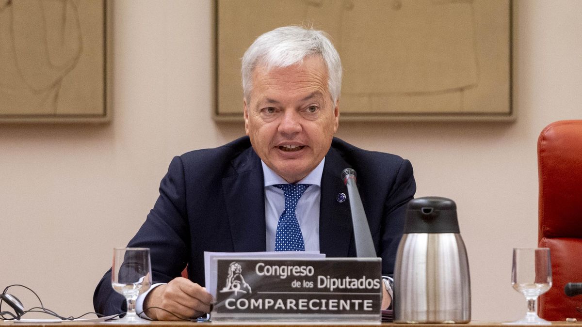 El comisario de Justicia de la Unión Europea, Didier Reynders, en su visita al Congreso de los Diputados en 2022.