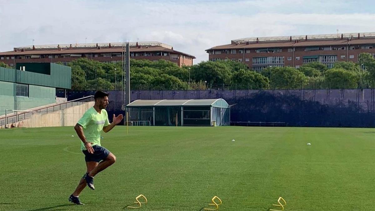 Luis Suárez, en la Ciutat Esportiva del Barça