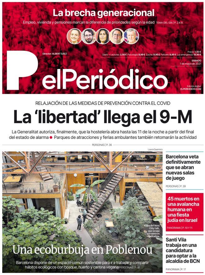 La portada d’EL PERIÓDICO de l’1 de maig del 2021