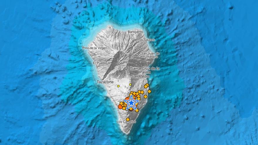 Últimos seísmos registrados durante la pasada noche en la isla de La Palma