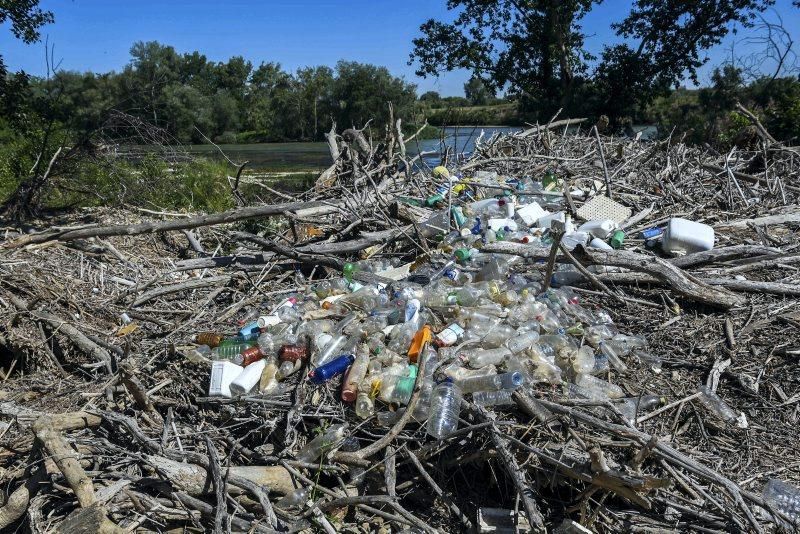 Recogida de plásticos en la ribera del Ebro