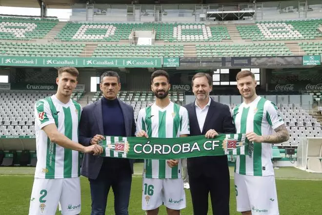 El Córdoba CF presenta a Rubén Alves, Pedro Ortiz y Gabriele Corbo