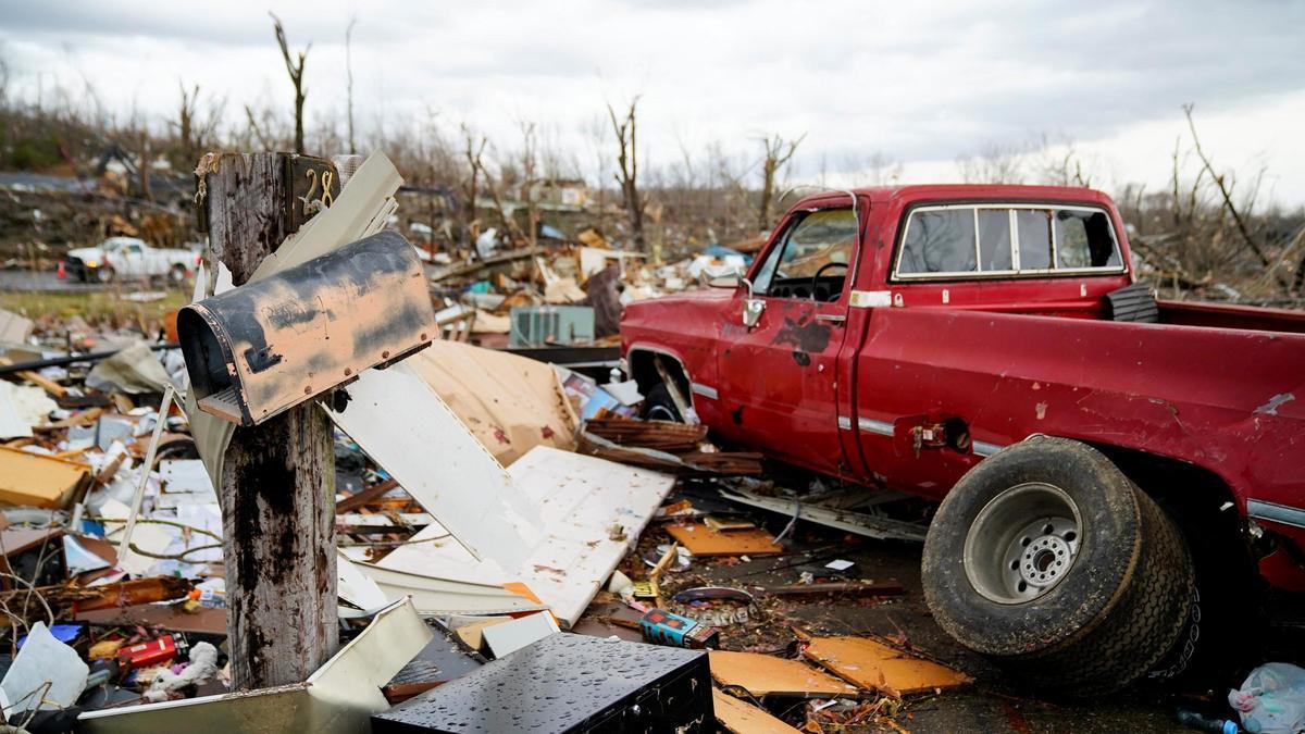 Una imagen de los destrozos causados por los tornados en Kentucky (EEUU).