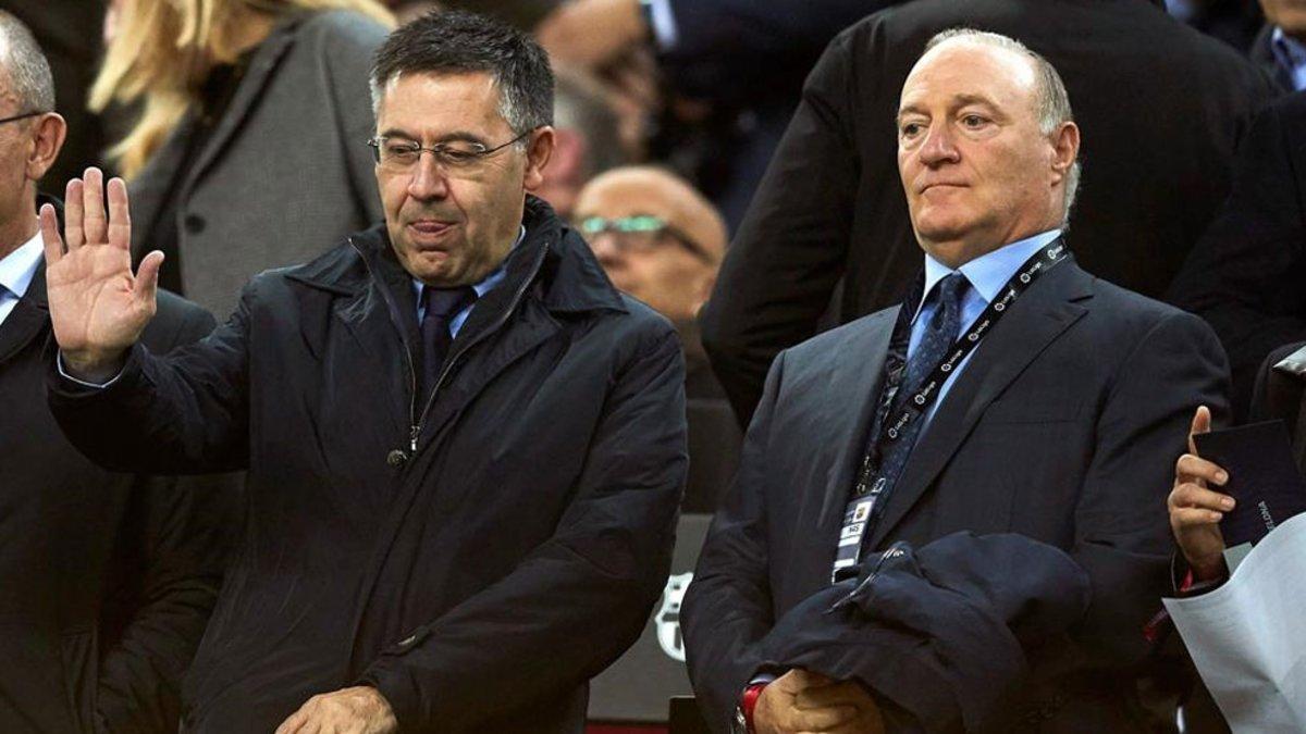 Josep Maria Bartomeu, en el palco del Camp Nou el pasado sábado ante el Mallorca