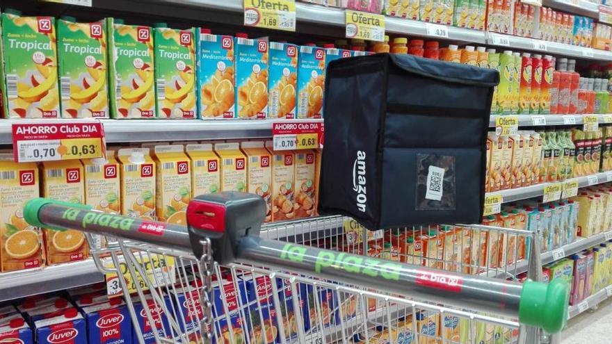 Interior d eun supermercado de DIA en Madrid, donde arranca el acuerdo comercial con Amazon