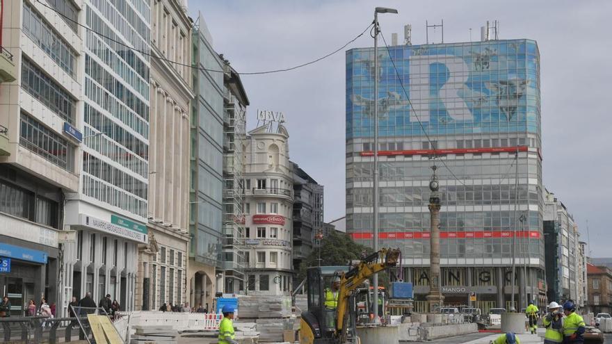 Las nuevas farolas de los Cantones en A Coruña