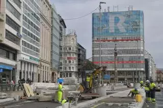 Las nuevas farolas de los Cantones en A Coruña