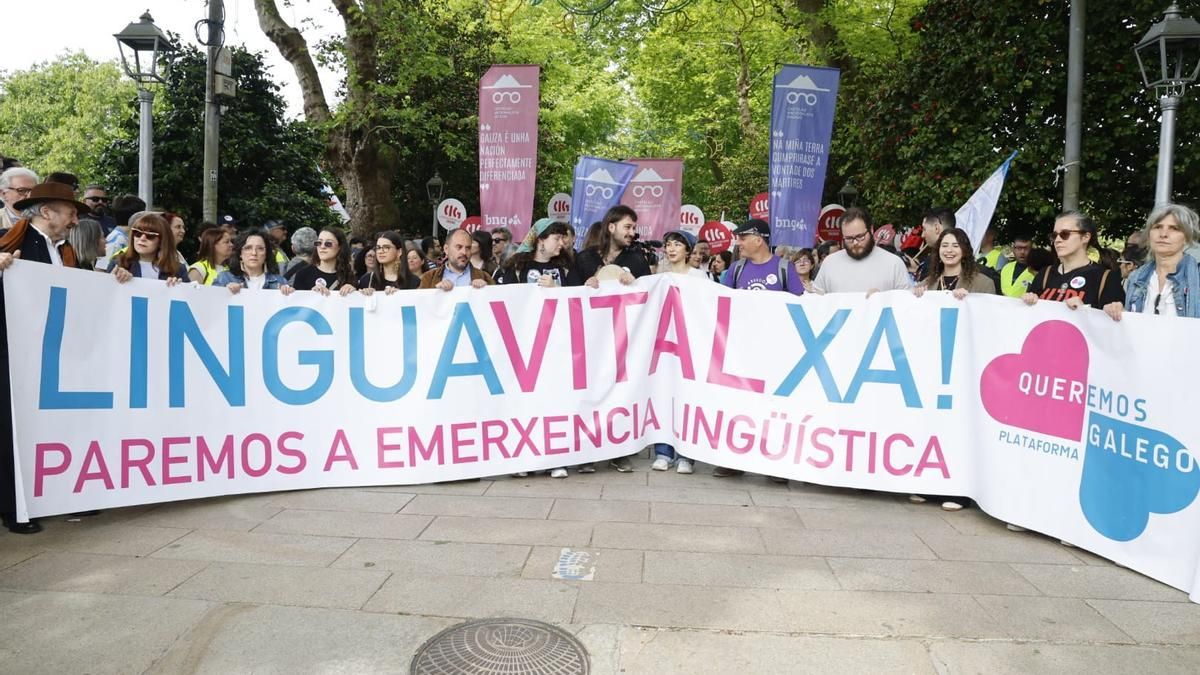 Miles de personas toman as rúas de Santiago en defensa do galego