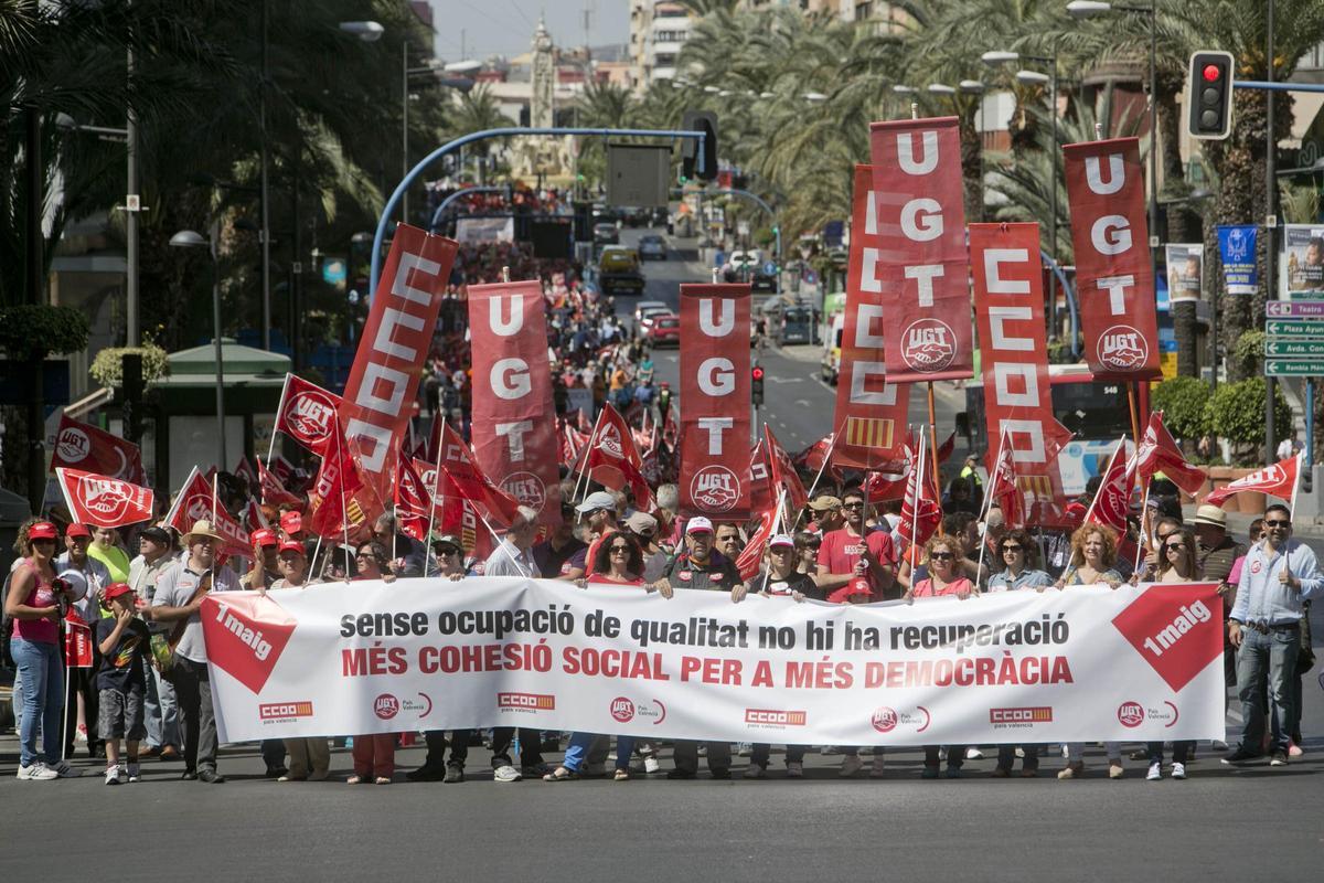 Cabecera de la manifestación del 1 de Mayo de 2014