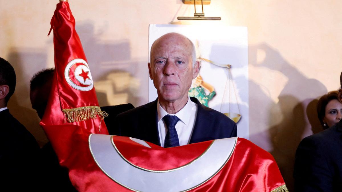 El presidente de Túnez, Kaïs Saied, tras ganar las elecciones el 13 de octubre de 2019.