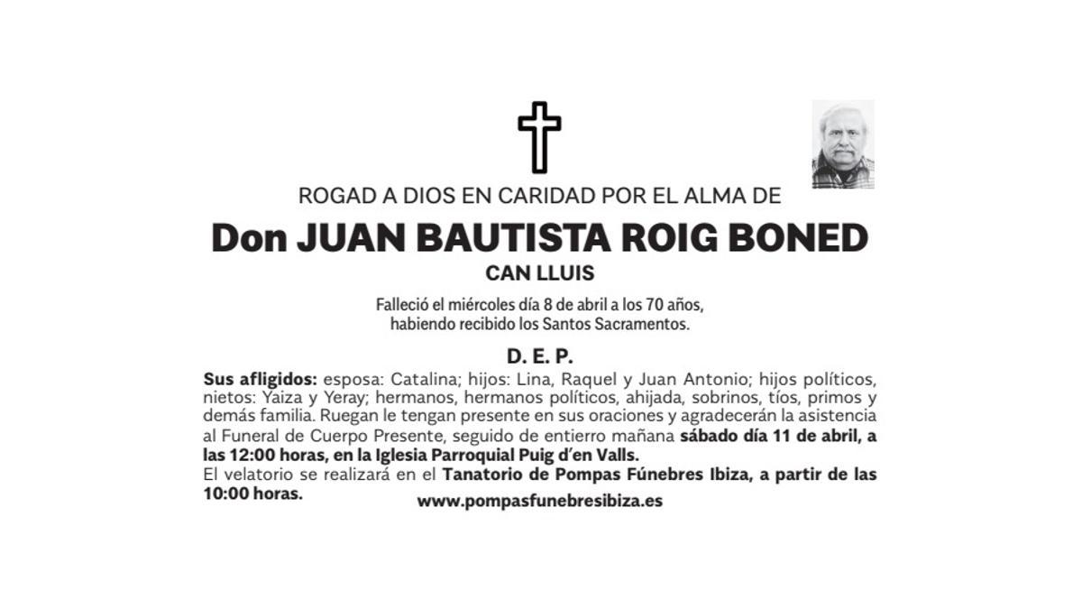 Esquela Juan Bautista Roig Boned
