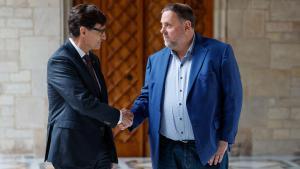 Salvador Illa y Oriol Junqueras, en el Palau de la Generalitat