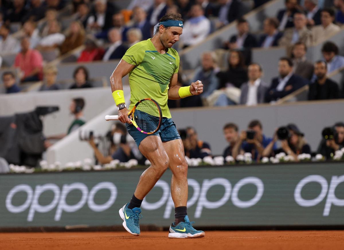 Nadal celebra uno de los puntos de la semifinal ante Zverev.