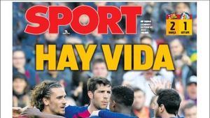 Esta es la portada de Sport del domingo 16 de febrero