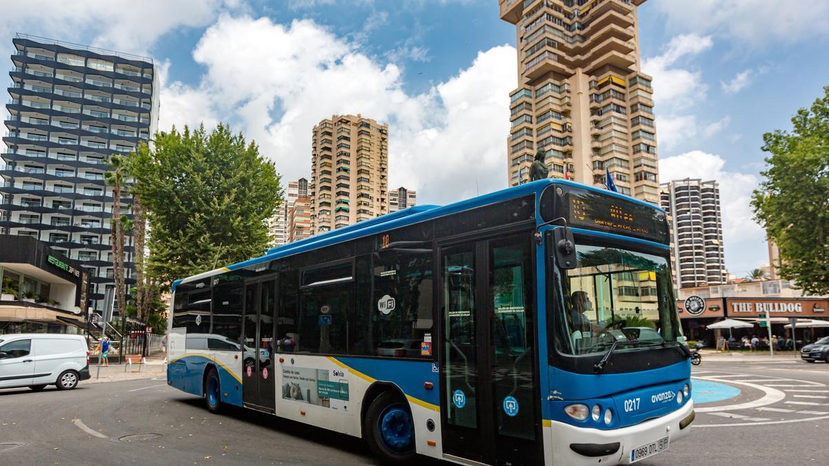 Un autobús del servicio de transporte público en Benidorm, en una imagen reciente.