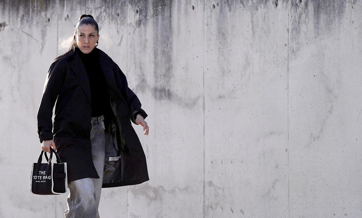 Jenni Hermoso en la Audiencia Nacional donde acude a declarar en el juicio por el beso que le dio Luis Rubiales.