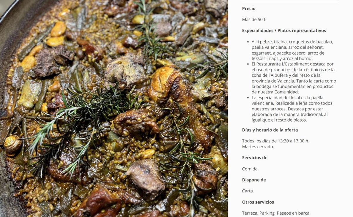 Modelo de uno de los establecimientos inscritos