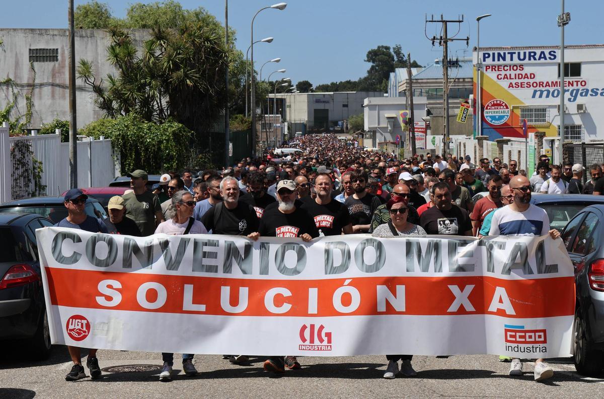 Una manifestación anterior del sector del metal, en Vigo.