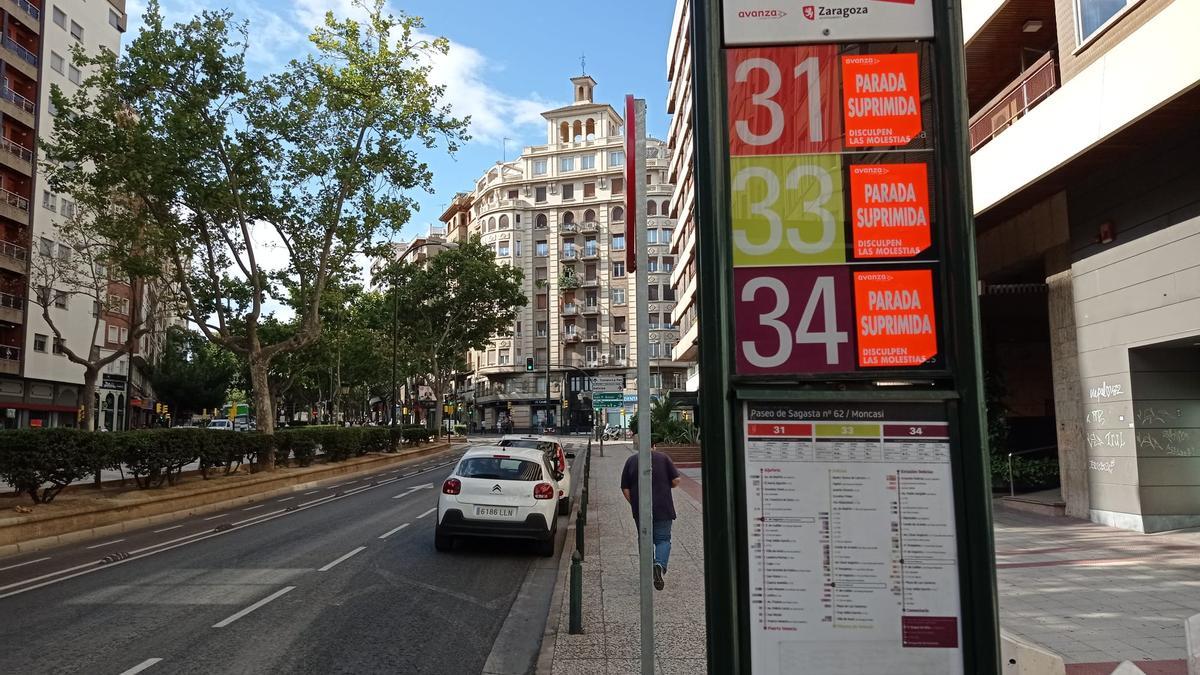 Parada anulada en Sagasta a la altura del número 62