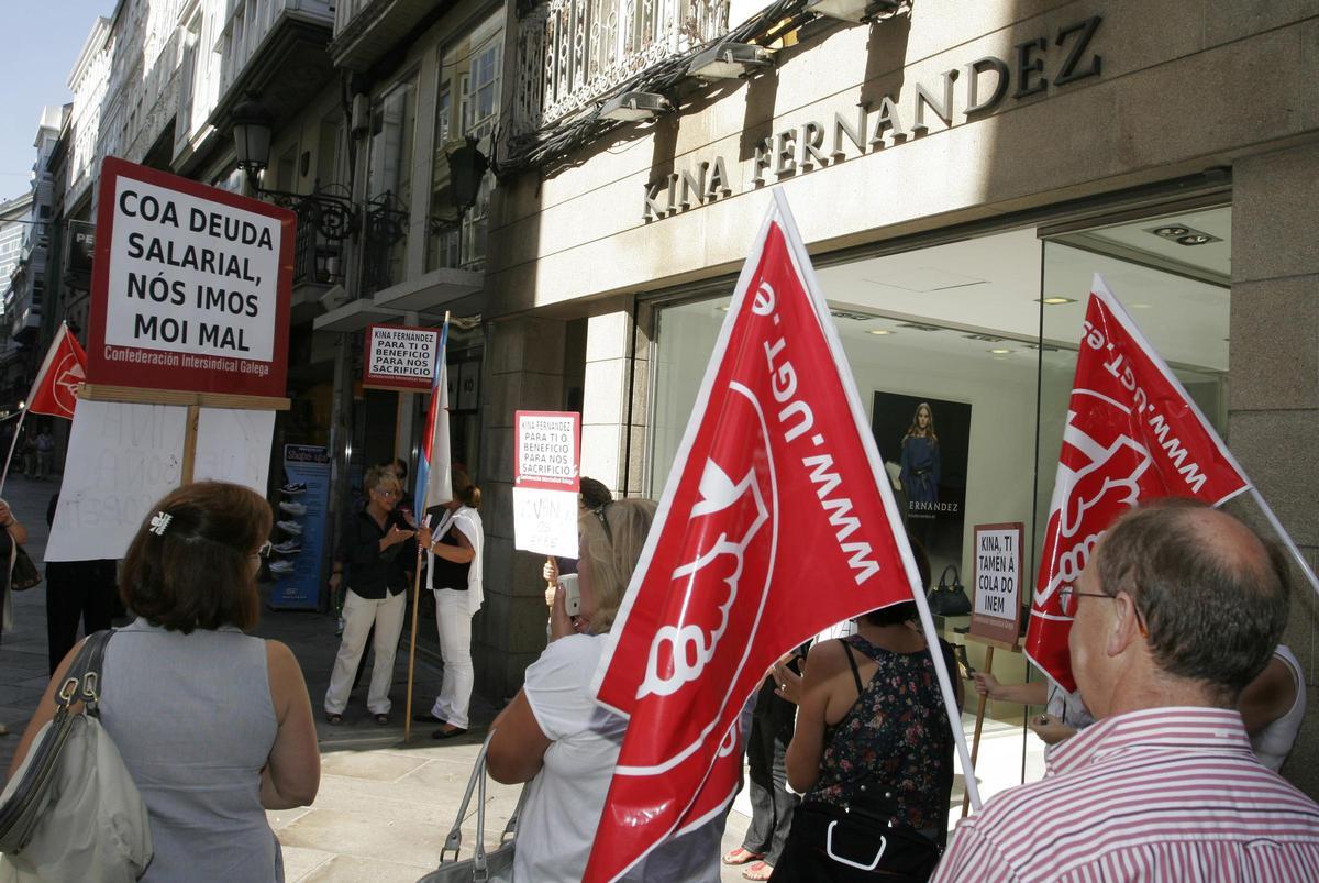 Manifestación de ex trabajadores de Volvoreta, en 2010.