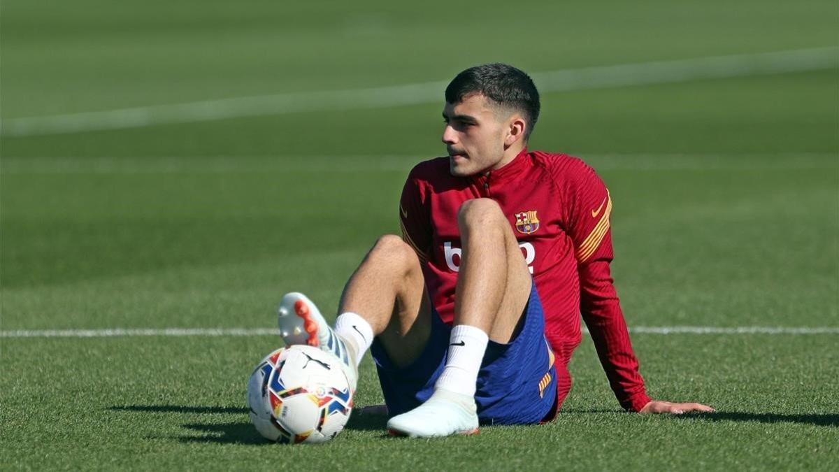 Pedri, en un entrenamiento del Barça.