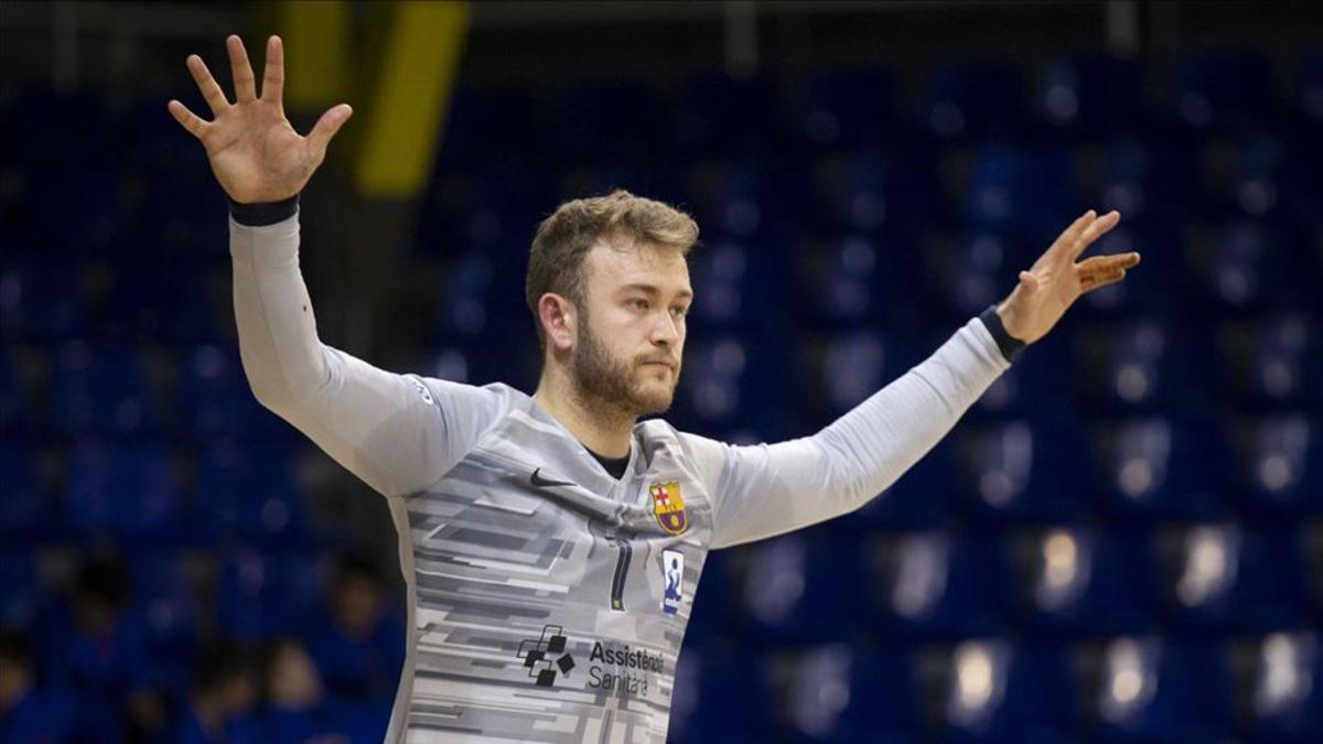 Gonzalo Pérez de Vargas defendiendo la la porteria blaugrana