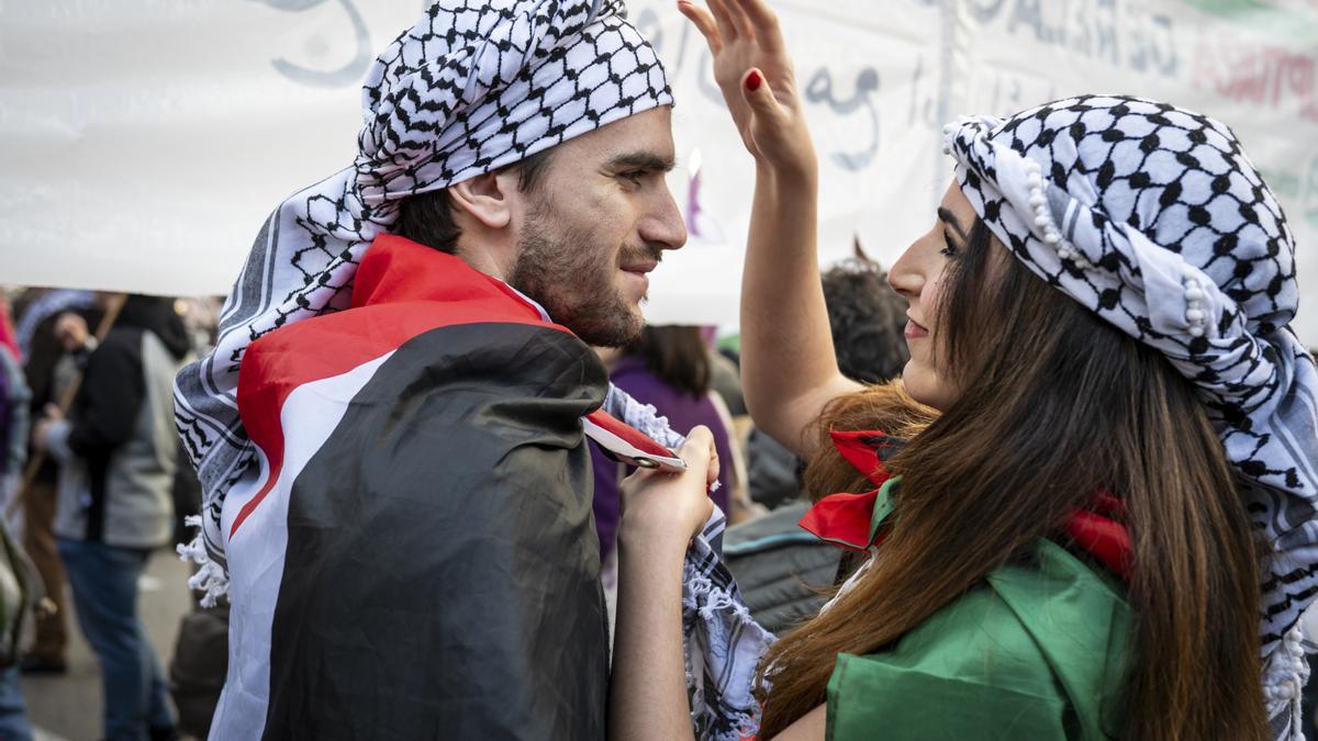 Manifestación 'Madrid con Palestina. Alto al genocidio en Gaza'.