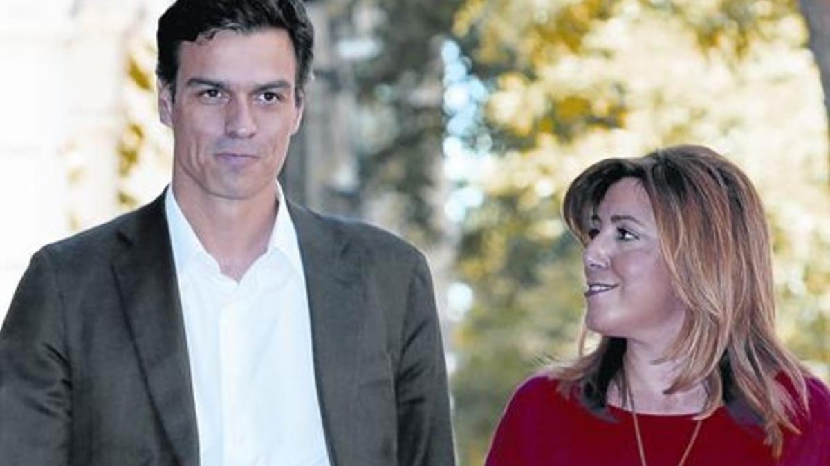 Pedro Sánchez y Susana Díaz, en la sede central del PSOE.