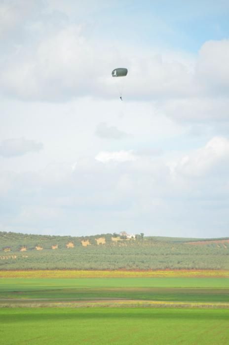 la escuadrilla Plus Ultra de la Guardia Real ha realizado una serie de maniobras que les han llevado a aterrizar en una parcela cercana al kilómetro 92 de la autovía A-45, en Antequera